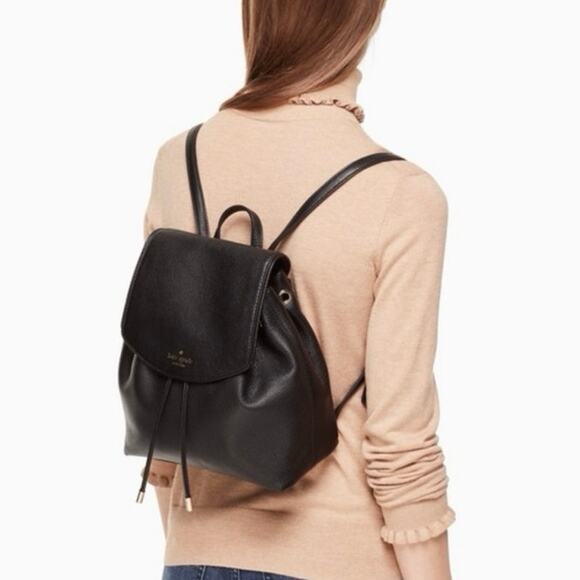 Kate Spade Mulberry Street Small Breezy Black Flap Backpack - Picture 2 of 11